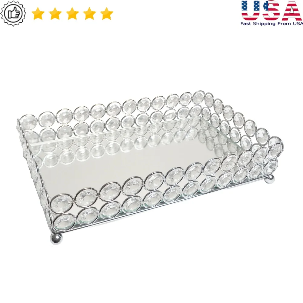 10.5 Inch Crystal Decorative Mirrored Vanity Tray Jewelry Organizer Chrome Base Makeup Perfume Display Elegant Accent Piece
10.5 Inch Crystal Decorative Mirrored Vanity Tray Jewelry Organizer Chrome Base Makeup Perfume Display Elegant Accent Piece