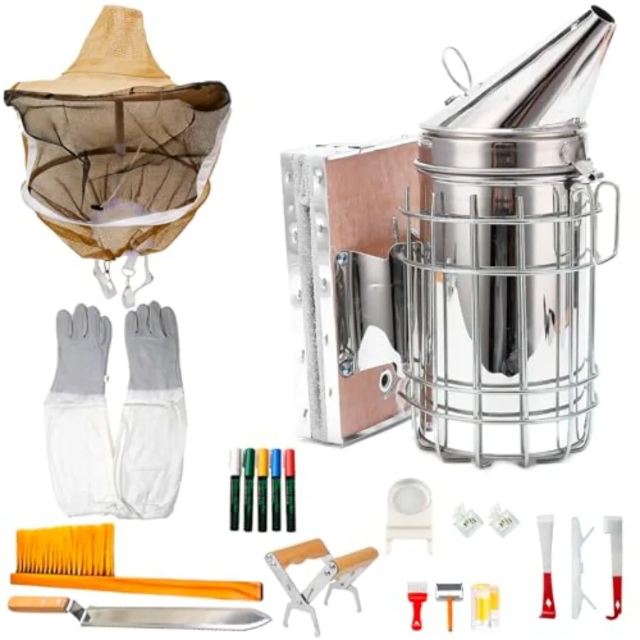 Bee Keeping Starter Kit 20 PCS Beekeeping Supplies Bee Smoker Queen Bee Marking Tool Set Veil Beehive Tools Uncapping Tool Feed
Bee Keeping Starter Kit 20 PCS Beekeeping Supplies Bee Smoker Queen Bee Marking Tool Set Veil Beehive Tools Uncapping Tool Feed