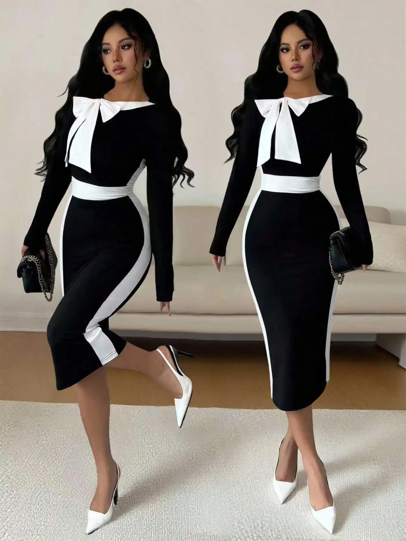 Elenzga Women's Vintage Elegant Date Night/Work Dress, Contrast Color Bowknot Waist Little Black Dress, Autumn/Winter, Christmas
Elenzga Women's Vintage Elegant Date Night/Work Dress, Contrast Color Bowknot Waist Little Black Dress, Autumn/Winter, Christmas