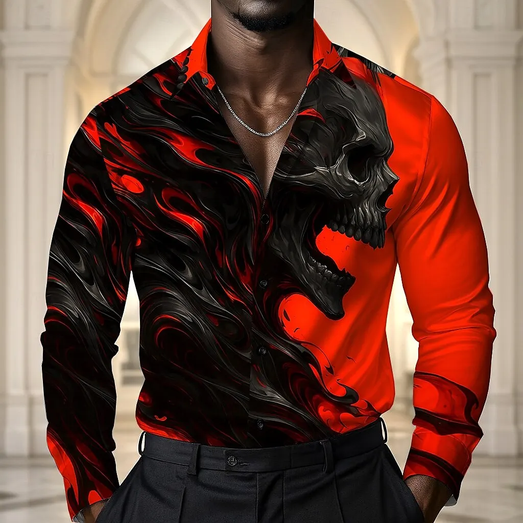 Men's Skull Halloween Costumes Shirt Long Sleeve Dark Gothic Style Holiday Summer Spring Fall Turndown 3D Print Button Up Shirt
Men's Skull Halloween Costumes Shirt Long Sleeve Dark Gothic Style Holiday Summer Spring Fall Turndown 3D Print Button Up Shirt