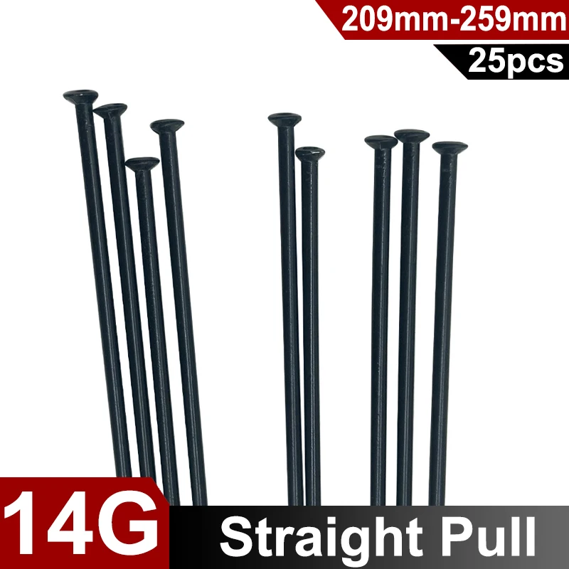 25PCS 14G Straight Pull Bicycle Spokes Diameter 2.0MM Black Steel Bike Rays MTB Bike Spokes With Silver Nipples Length 209-259mm
25PCS 14G Straight Pull Bicycle Spokes Diameter 2.0MM Black Steel Bike Rays MTB Bike Spokes With Silver Nipples Length 209-259mm