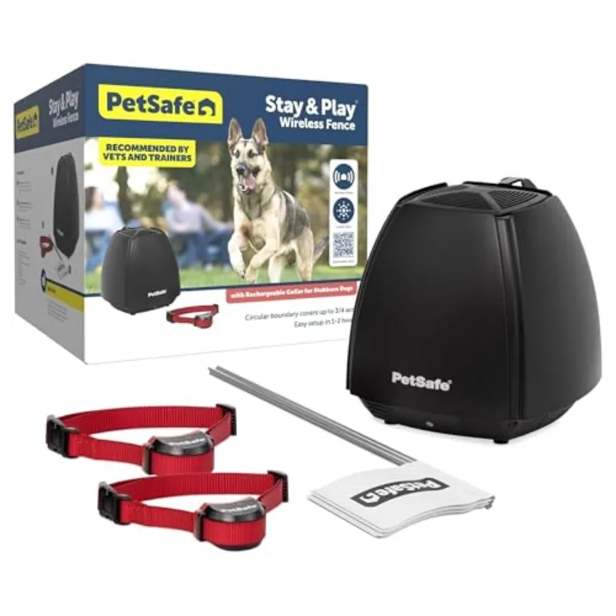 Stay and Play Wireless 2-Dog Fence for Stubborn Dogs No Wire Covers 3/4-Acre Yard for Pets 5 lb. and Up Portable from the Paren
Stay and Play Wireless 2-Dog Fence for Stubborn Dogs No Wire Covers 3/4-Acre Yard for Pets 5 lb. and Up Portable from the Paren