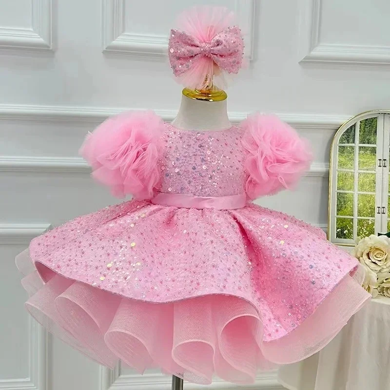 Pink Custom Flower Girl Dress for Wedding Short Sleeve with Bow Knee Lenght Kids Birthday Party First Communion Ball Gown
Pink Custom Flower Girl Dress for Wedding Short Sleeve with Bow Knee Lenght Kids Birthday Party First Communion Ball Gown