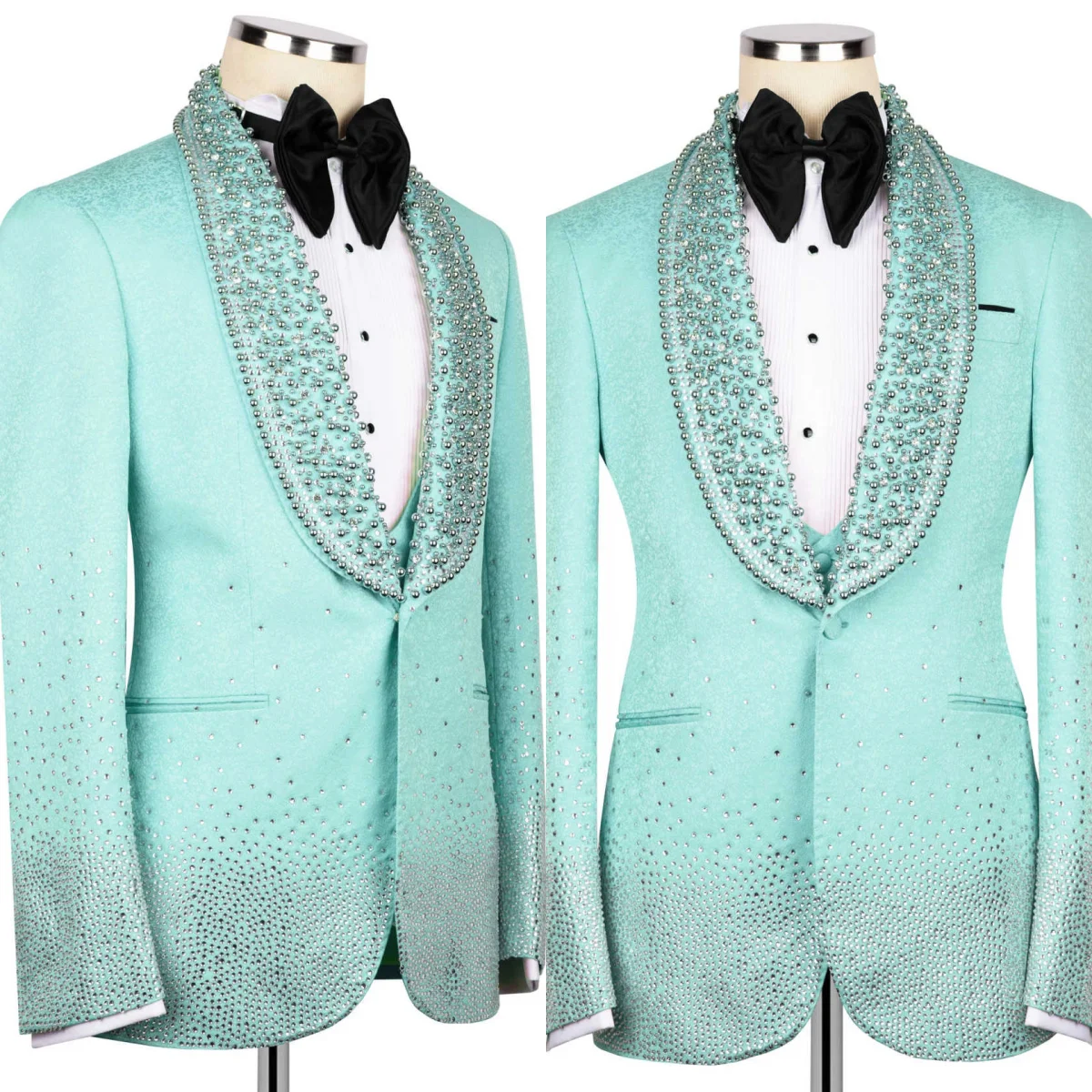 Shiny Beaded Men Suits 2 Pieces Set Groom Tuxedos Shawl Lapel One Button Prom Blazers Crystals Customized Costume Homme
Shiny Beaded Men Suits 2 Pieces Set Groom Tuxedos Shawl Lapel One Button Prom Blazers Crystals Customized Costume Homme