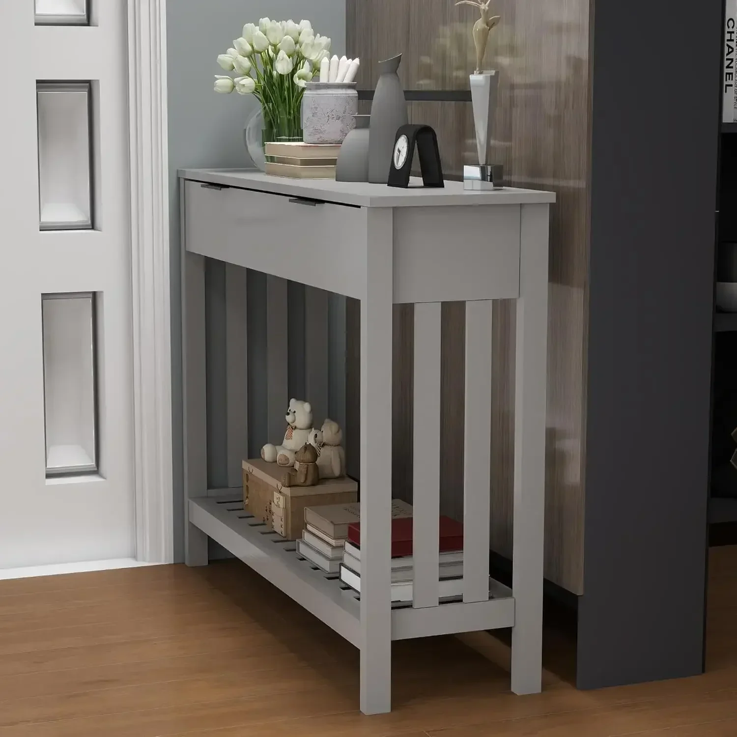Entryway Table with Storage, Modern Sofa with Slatted Frame, Entry Way with Smooth Finish, Long Console
Entryway Table with Storage, Modern Sofa with Slatted Frame, Entry Way with Smooth Finish, Long Console
