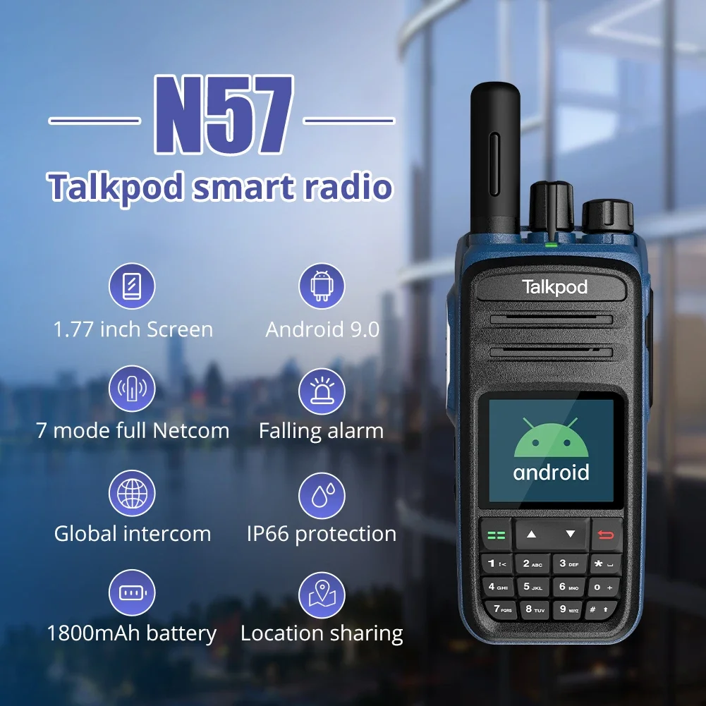 Talkpod N57 4G Two Way Radio LTE Android 9.0 PoC Handhold Full Keypad Color Screen Bluetooth 4.0 GPS HAM Network Intercom
Talkpod N57 4G Two Way Radio LTE Android 9.0 PoC Handhold Full Keypad Color Screen Bluetooth 4.0 GPS HAM Network Intercom