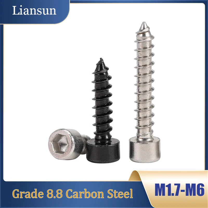 M1.7-M6 Grade 8.8 Black Self-Tapping Screws - Nickel-Plated Hex Socket Wood Screws for DIY, Furniture & Woodworking
M1.7-M6 Grade 8.8 Black Self-Tapping Screws - Nickel-Plated Hex Socket Wood Screws for DIY, Furniture & Woodworking