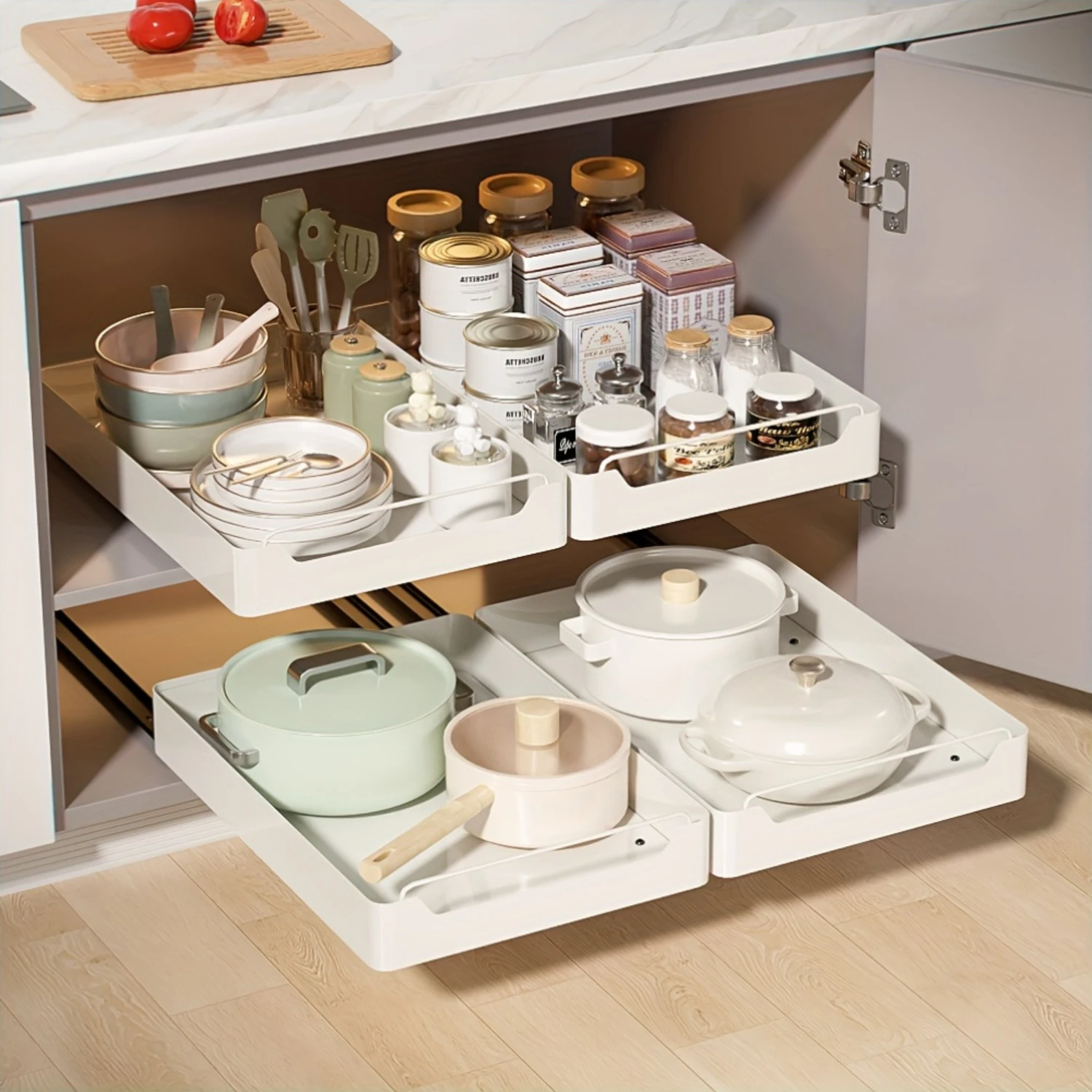 Heavy-Duty Metal Pull-Out Cabinet Organizer with Nano Adhesive Film - Expanding Under-Sink Rack for Kitchen, Slide-Out Drawer C
Heavy-Duty Metal Pull-Out Cabinet Organizer with Nano Adhesive Film - Expanding Under-Sink Rack for Kitchen, Slide-Out Drawer C