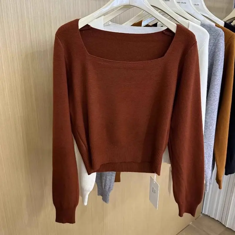 Square Collar Fashionable Knitted Base Shirt Long Sleeved New Versatile Fashion Outerwear for Slimming and Age Reducing Design
Square Collar Fashionable Knitted Base Shirt Long Sleeved New Versatile Fashion Outerwear for Slimming and Age Reducing Design