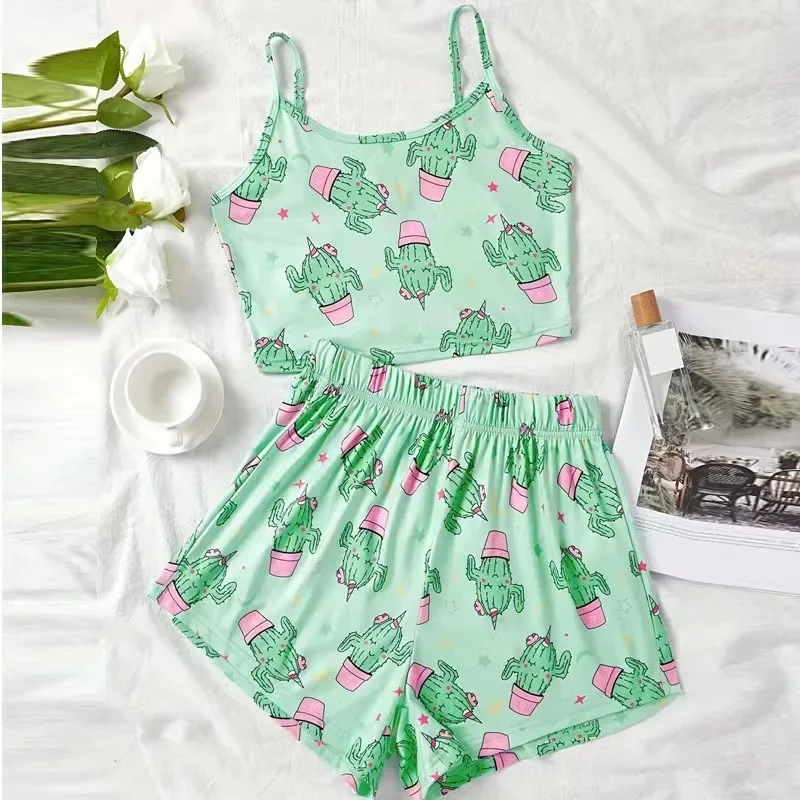 Women's Pajamas Set Sleepwear 2 PCS Short Tank Tops And Shorts S M L Green Ventilate Soft Casual Cactus Print
Women's Pajamas Set Sleepwear 2 PCS Short Tank Tops And Shorts S M L Green Ventilate Soft Casual Cactus Print