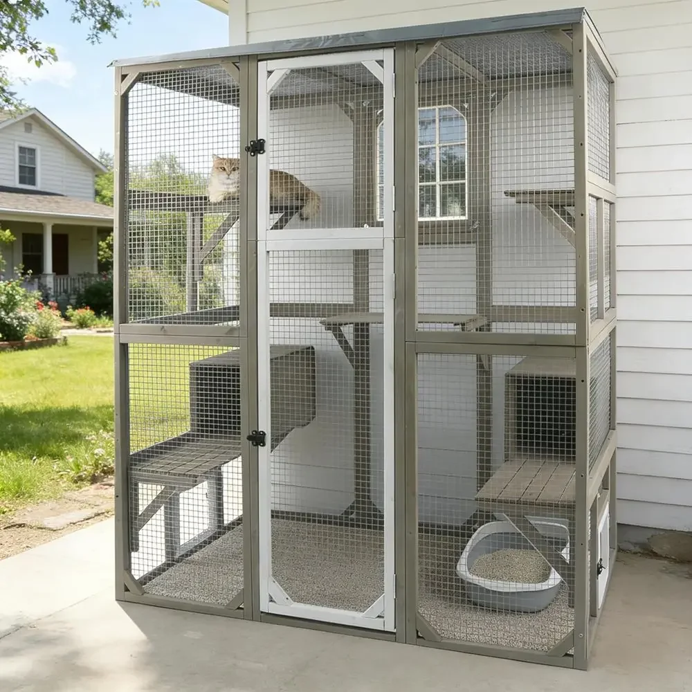 Large Walk-in Cat Enclosure with Multi-Level Platforms, Waterproof for Multiple Cats (59 L x 29.5 W x 67.7 H)
Large Walk-in Cat Enclosure with Multi-Level Platforms, Waterproof for Multiple Cats (59 L x 29.5 W x 67.7 H)