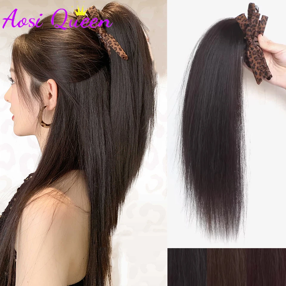 AOSI 16Inch Short Straight Synthetic Hair with Leopard Print Bowknot Hair Clip Half-Up High Ponytail Wig for Women Daily Wear
AOSI 16Inch Short Straight Synthetic Hair with Leopard Print Bowknot Hair Clip Half-Up High Ponytail Wig for Women Daily Wear