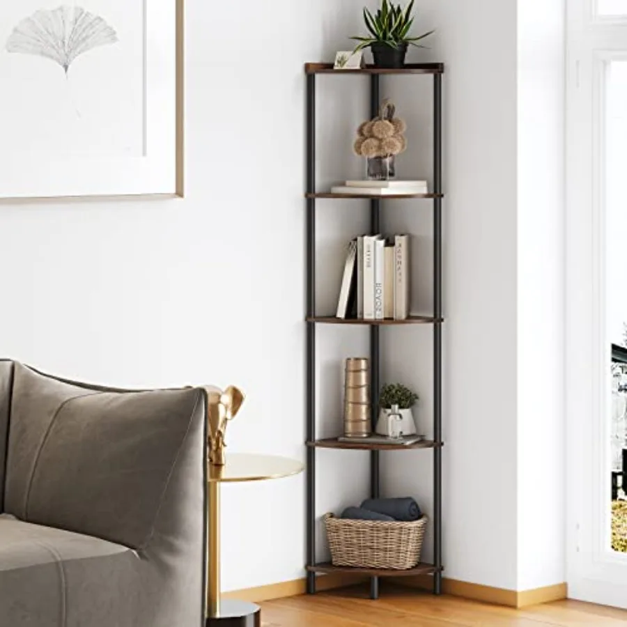 5 Tier Corner Shelf Stand, Industrial 65" Corner Shelves Display Shelf for Living Room Decor, Wall Corner Bookshelf Multi Unit
5 Tier Corner Shelf Stand, Industrial 65" Corner Shelves Display Shelf for Living Room Decor, Wall Corner Bookshelf Multi Unit