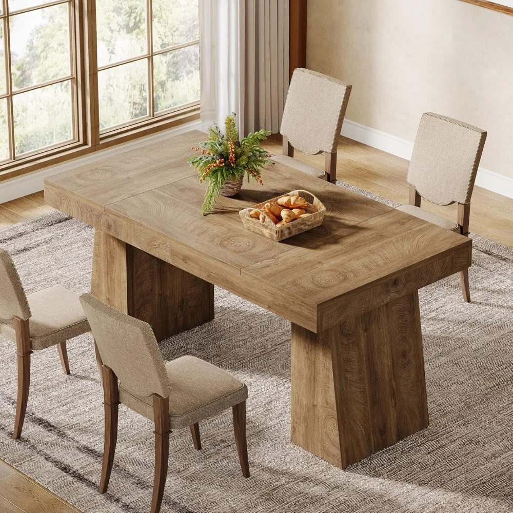 55-Inch Dining Table for 4-6, Rectangular Dining Room Table with Sturdy Legs, Wood Kitchen Dinner Table, Mid-Century Modern Din
55-Inch Dining Table for 4-6, Rectangular Dining Room Table with Sturdy Legs, Wood Kitchen Dinner Table, Mid-Century Modern Din
