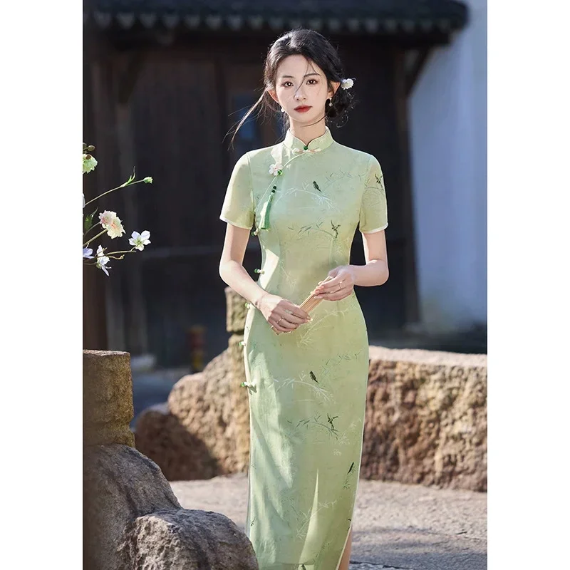 2025 Spring/Summer New Jacquard Cheongsam Dress Long Improved Girls' Double layered Cheongsam
2025 Spring/Summer New Jacquard Cheongsam Dress Long Improved Girls' Double layered Cheongsam