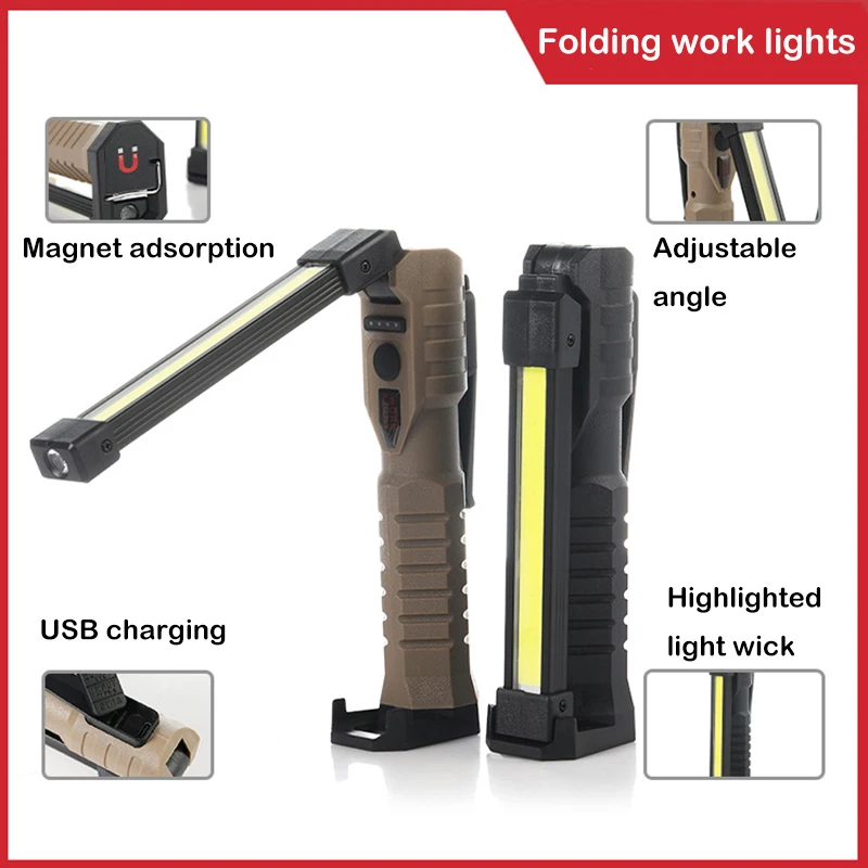 Portable COB LED Work Light USB Rechargeable Multifunctional Flashlight with Hanging Hook Handled for Outdoor Camping Car Repair
Portable COB LED Work Light USB Rechargeable Multifunctional Flashlight with Hanging Hook Handled for Outdoor Camping Car Repair