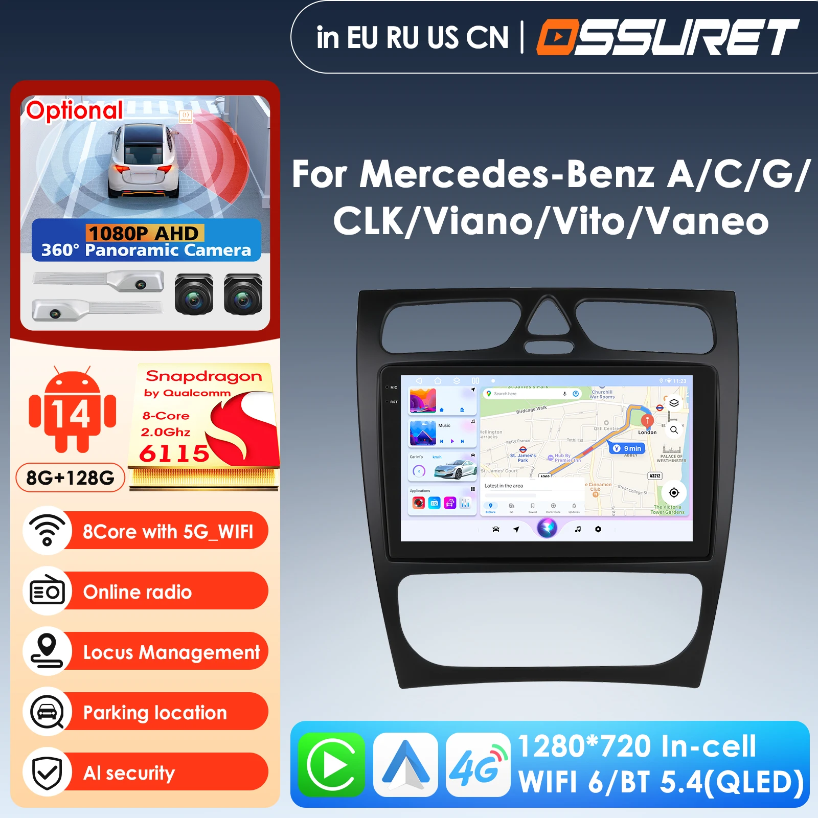 9''Android 14 Car Multimedia Player for Mercedes-Benz A W168 C W203 G W463 Vaneo Vito Viano CLK Class C209 CarPlay Auto 4G GPS
9''Android 14 Car Multimedia Player for Mercedes-Benz A W168 C W203 G W463 Vaneo Vito Viano CLK Class C209 CarPlay Auto 4G GPS
