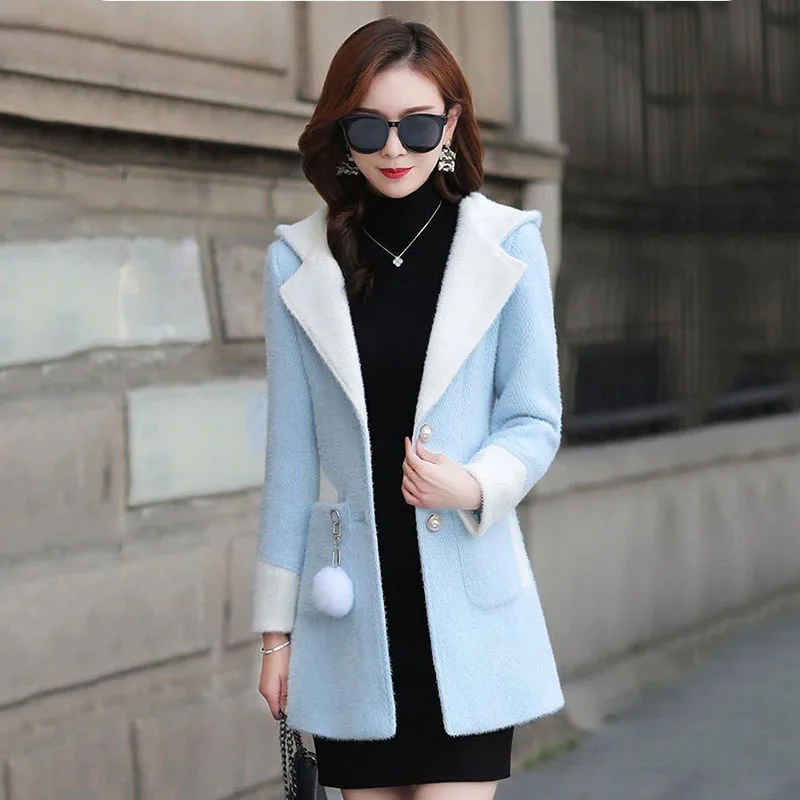 Autumn Winter Jackets Women Mink Fleece Coat New Mid-length Women's Woolen Coat Female Casual Hooded Woolen Outwear Tops R880
Autumn Winter Jackets Women Mink Fleece Coat New Mid-length Women's Woolen Coat Female Casual Hooded Woolen Outwear Tops R880