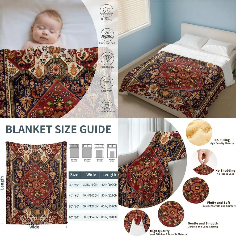 Super Soft Persian-Style Fleece Throw Blanket, Cozy 60x80 Twin Size, Ideal for Couch, Sofa, Bed
Super Soft Persian-Style Fleece Throw Blanket, Cozy 60x80 Twin Size, Ideal for Couch, Sofa, Bed