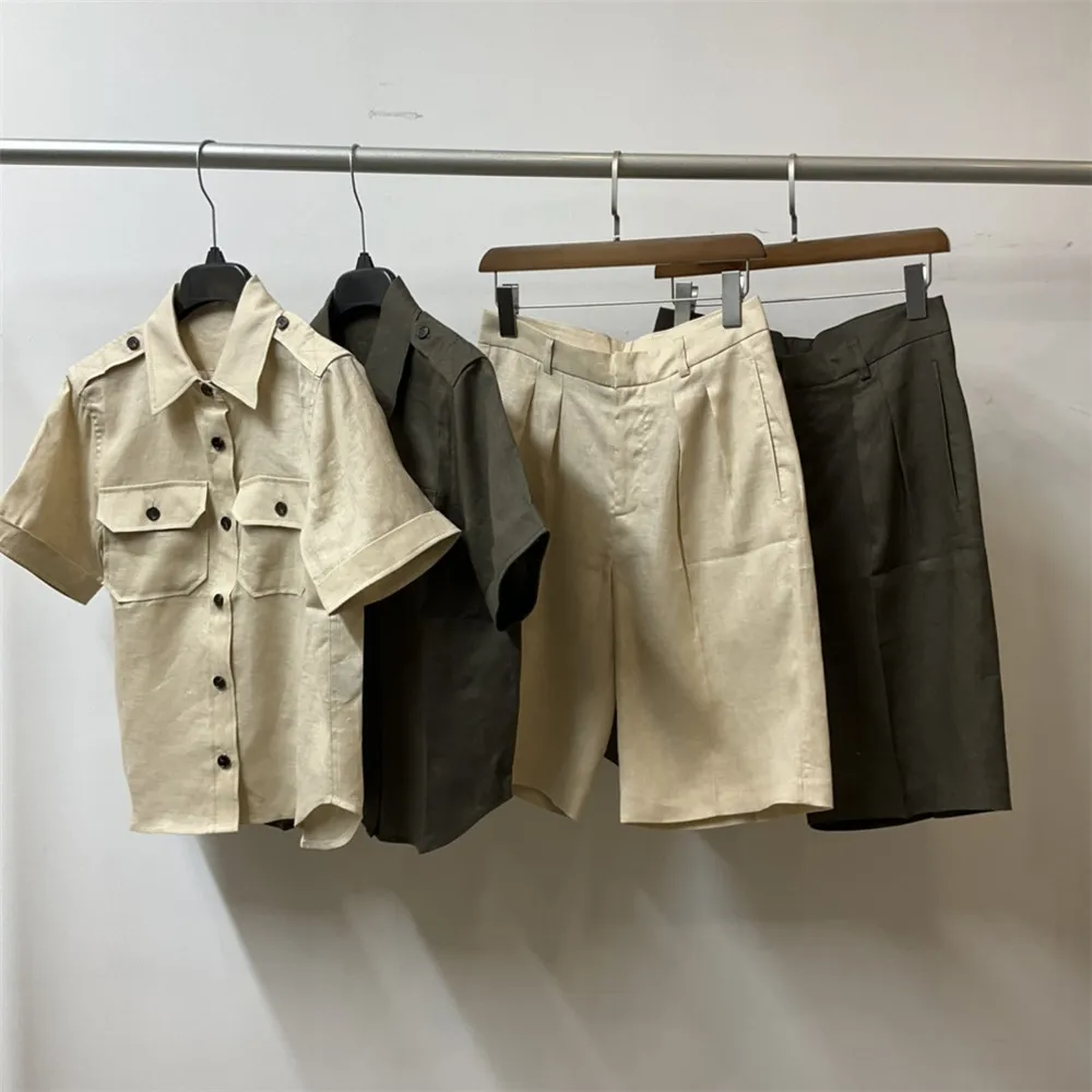 Women'S Shorts Suit Linen Short-Sleeved Shirt+Casual Shorts 2 Pieces Set Elegant Temperament
Women'S Shorts Suit Linen Short-Sleeved Shirt+Casual Shorts 2 Pieces Set Elegant Temperament
