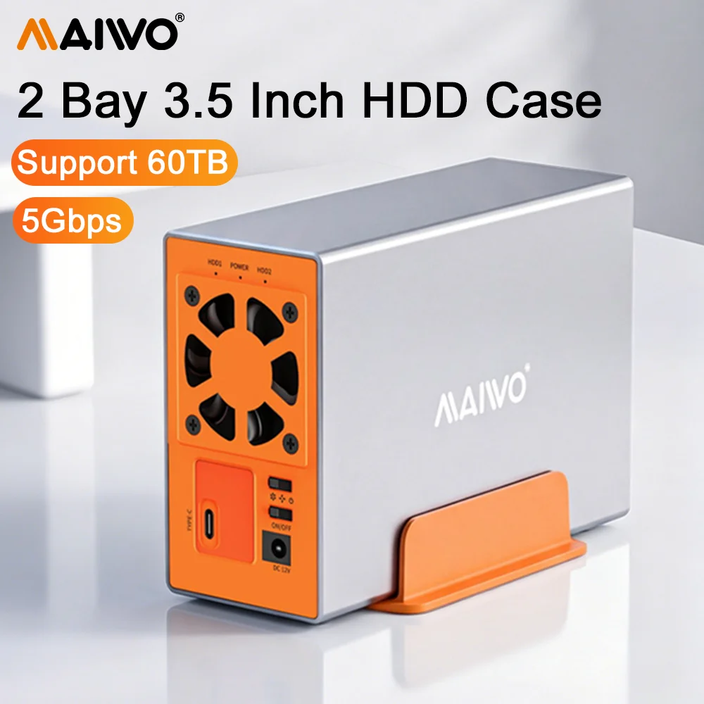 MAIWO Dual-Bay 3.5 Inch SATA HDD Case for 2.5/3.5 Inch HDD Support 60TB Capacity USB Type-C External Hard Drive Docking Station
MAIWO Dual-Bay 3.5 Inch SATA HDD Case for 2.5/3.5 Inch HDD Support 60TB Capacity USB Type-C External Hard Drive Docking Station