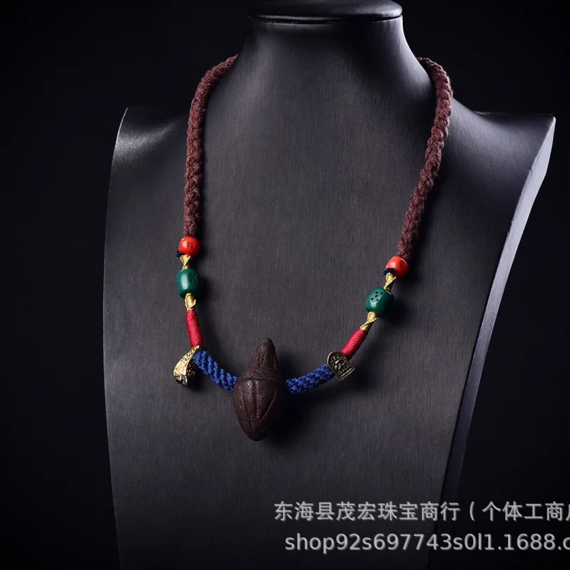Tibetan Handmade Braided Rope Necklace With Pendant, Glass Copper Clip, Cultural Accessories
Tibetan Handmade Braided Rope Necklace With Pendant, Glass Copper Clip, Cultural Accessories