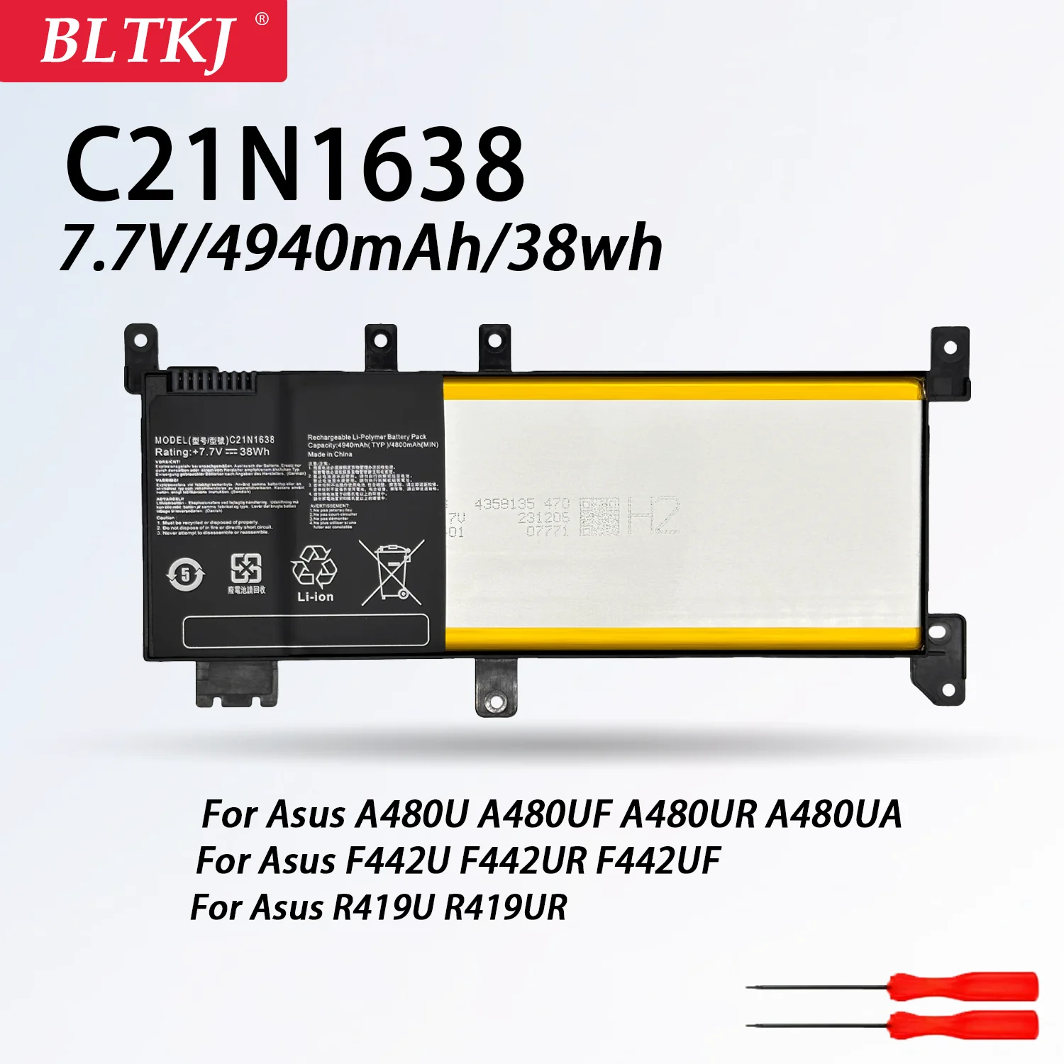 C21N1638 Аккумулятор для ноутбука Asus A480U A480UF A480UR A480UA F442U F442UR F442UF R419U R419UR
C21N1638 Аккумулятор для ноутбука Asus A480U A480UF A480UR A480UA F442U F442UR F442UF R419U R419UR