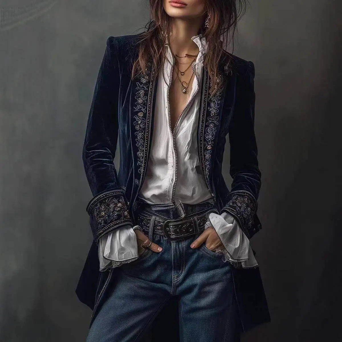 2025 Women's Long Sleeve Pure Color Patchwork Lace Gold Velvet Jacket Independent Station European Style Winter Thickened PU ...
2025 Women's Long Sleeve Pure Color Patchwork Lace Gold Velvet Jacket Independent Station European Style Winter Thickened PU ...