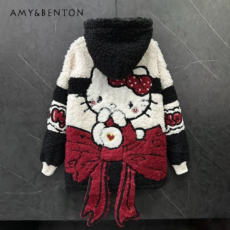 2025 Winter Heavy Industry New Cartoon Furry Fleece-lined Hooded Jacket For Women's Loose Casual Sweet Style Top Coat Outerwear
2025 Winter Heavy Industry New Cartoon Furry Fleece-lined Hooded Jacket For Women's Loose Casual Sweet Style Top Coat Outerwear