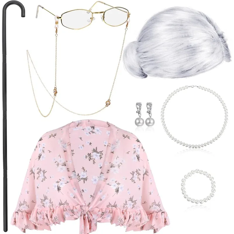 100 Days of School Costume Old Lady Costume for Kids Granny Wig Shawl Grandma Outifits with Glasses Book Week Costume Accessory
100 Days of School Costume Old Lady Costume for Kids Granny Wig Shawl Grandma Outifits with Glasses Book Week Costume Accessory