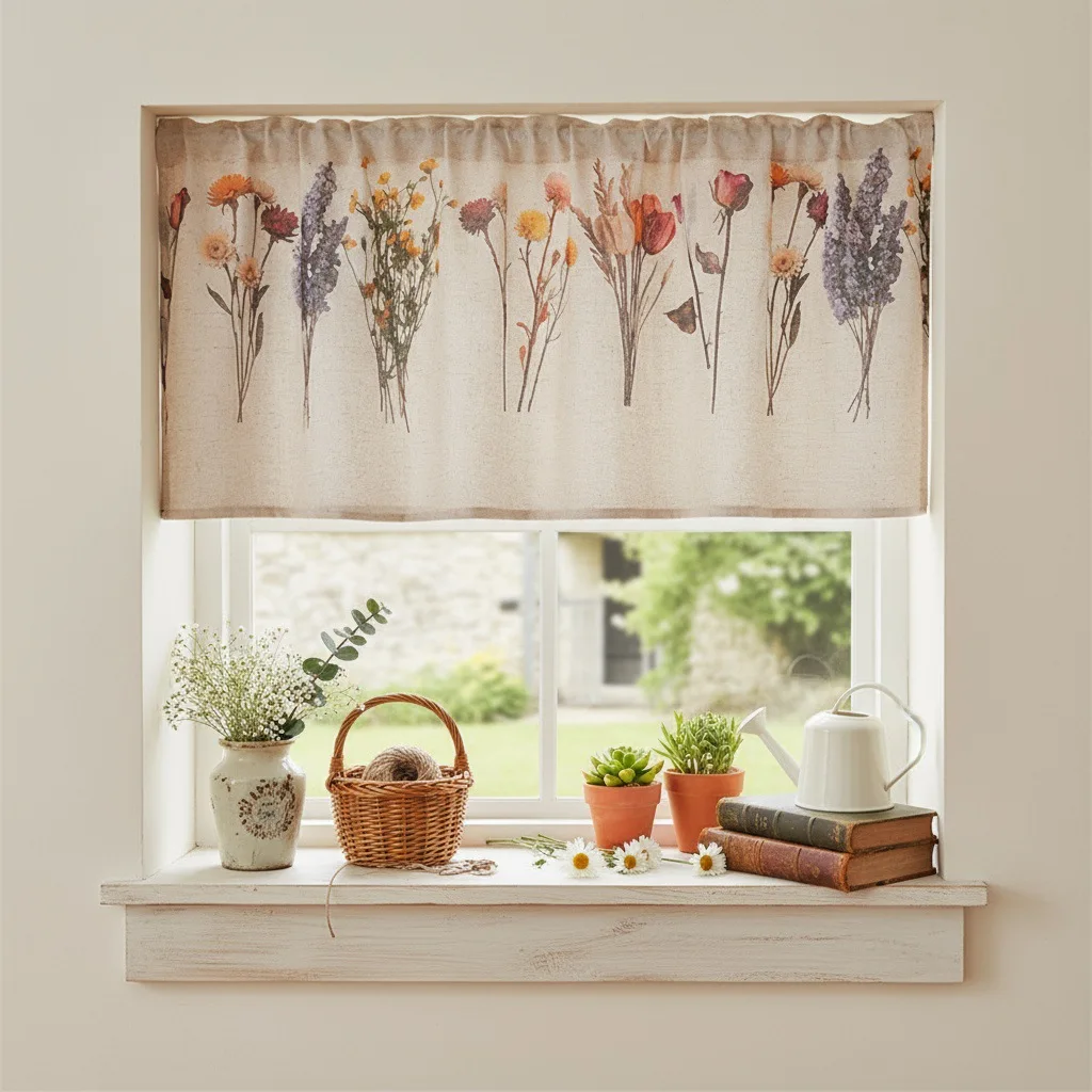 Window Valance Linen Flower Print Farmhouse Short Curtain for Coffee Kitchen Rod Pocket Dust-proof Shading Curtains 200x60cm
Window Valance Linen Flower Print Farmhouse Short Curtain for Coffee Kitchen Rod Pocket Dust-proof Shading Curtains 200x60cm