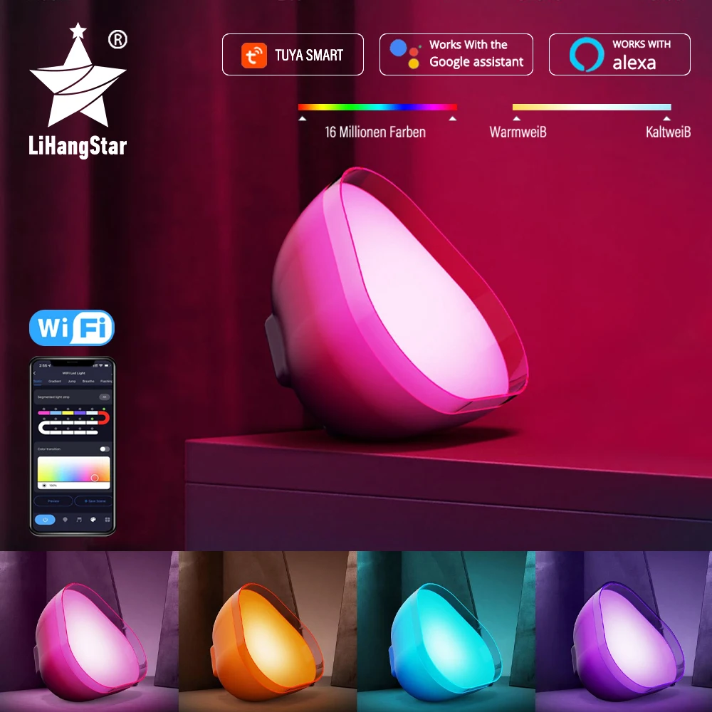 Wifi Smart Desk Lamp Bedside Lamp RGB Music Rhythm Night Light Compatible with Alexa Google Home for Bedroom Party Game Room
Wifi Smart Desk Lamp Bedside Lamp RGB Music Rhythm Night Light Compatible with Alexa Google Home for Bedroom Party Game Room