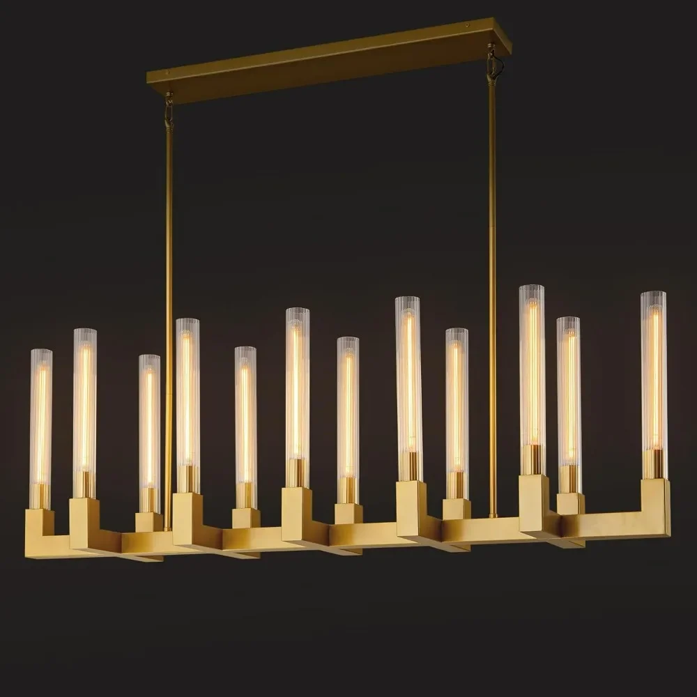 Chandelier with Glass Tube Gold 12-Lights Modern Chandeliers Over Table 54''Rectangular Luxurious Large Ceiling Pendant Lighting
Chandelier with Glass Tube Gold 12-Lights Modern Chandeliers Over Table 54''Rectangular Luxurious Large Ceiling Pendant Lighting