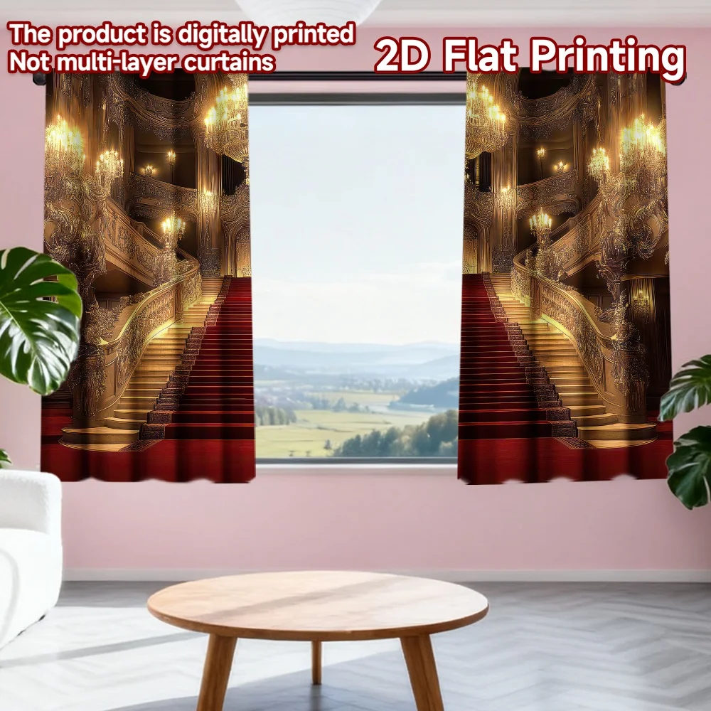 2D flat printing 2pcs Scene Curtains Grand Staircase with Chandeliers Digital Printed Polyester Drapes Family Party Decoration
2D flat printing 2pcs Scene Curtains Grand Staircase with Chandeliers Digital Printed Polyester Drapes Family Party Decoration