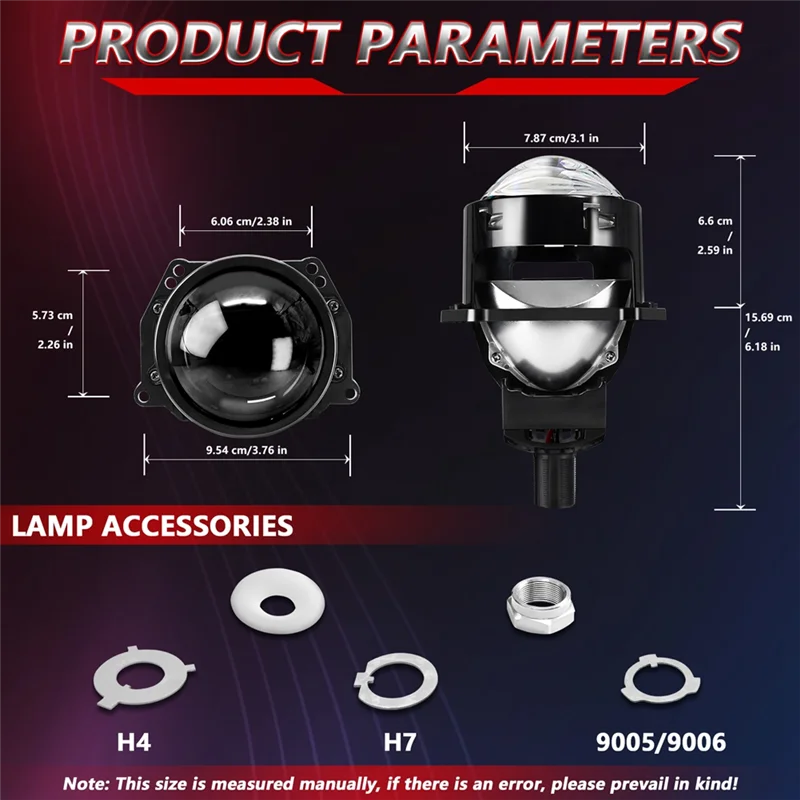3 Inch Bi LED Projector Lens White Headlight Halo Lights For H4 H7 9005 9006 10000LM 6000K High Low LHD
3 Inch Bi LED Projector Lens White Headlight Halo Lights For H4 H7 9005 9006 10000LM 6000K High Low LHD