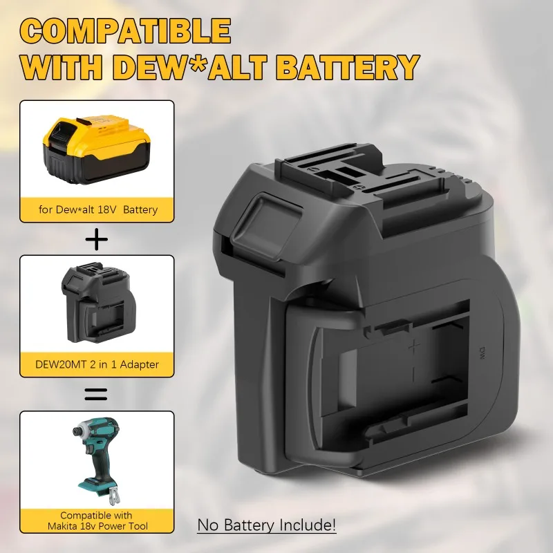 Адаптер ALASICKA 2 в 1 для 2 упаковок литий-ионных аккумуляторов Dewalt 20 В, конвертируемый в работе для аккумуляторных устройств Makita 18 В
Адаптер ALASICKA 2 в 1 для 2 упаковок литий-ионных аккумуляторов Dewalt 20 В, конвертируемый в работе для аккумуляторных устройств Makita 18 В