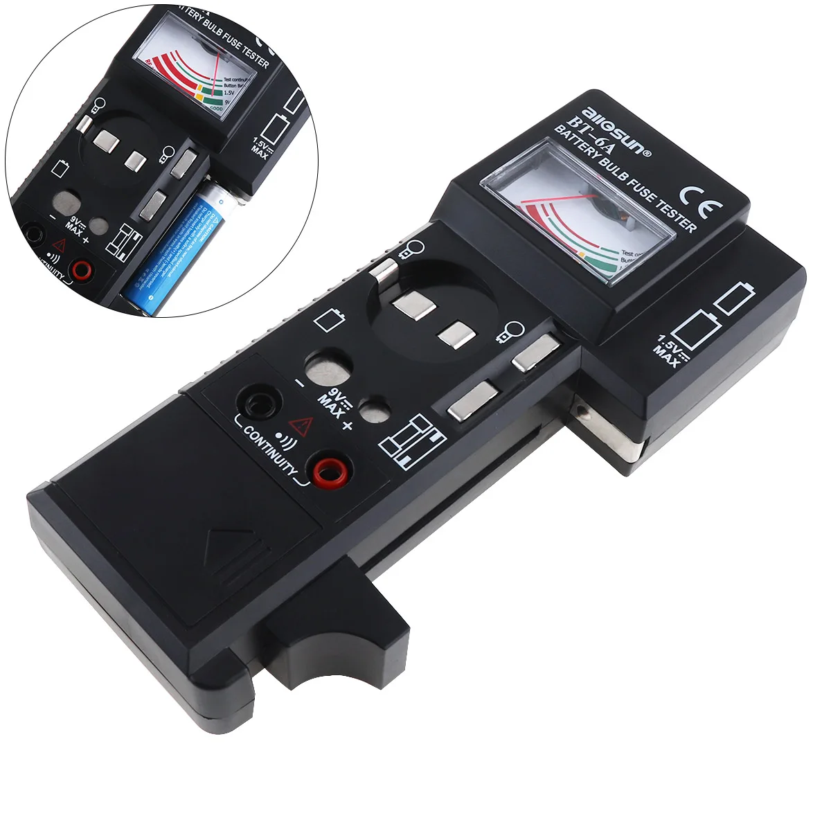 BT6A 3 IN 1 Portable Digital High Precision Battery Bulb Fuse Tester with One Pair Test Pen for Battery / Light Bulbs / Fuse
BT6A 3 IN 1 Portable Digital High Precision Battery Bulb Fuse Tester with One Pair Test Pen for Battery / Light Bulbs / Fuse
