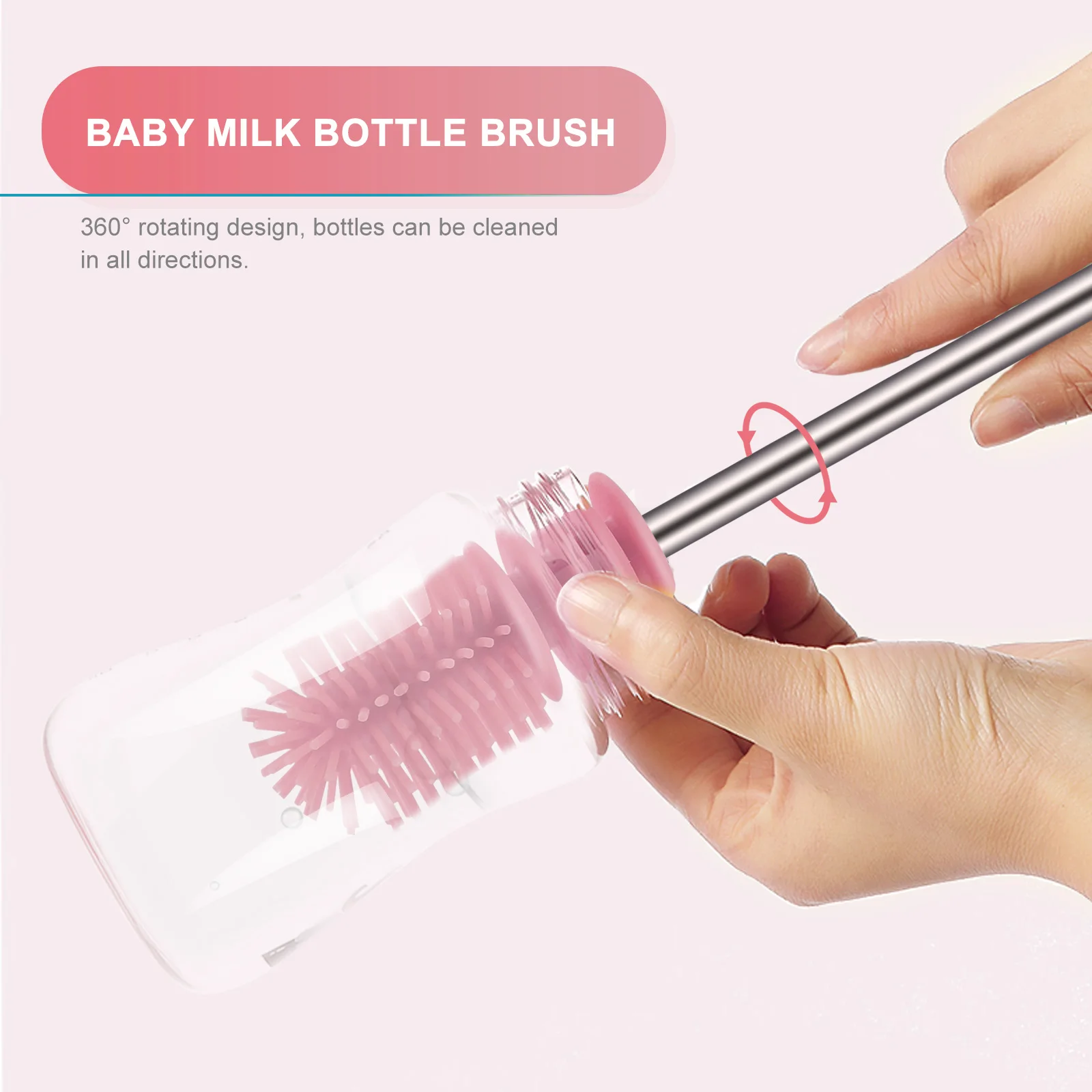 Baby Milk Bottle Brush Nonslip Cleaning Long Handle Pink Pacifier Water Bottles Eco Friendly 360 Degree Rotating Easy Storage
Baby Milk Bottle Brush Nonslip Cleaning Long Handle Pink Pacifier Water Bottles Eco Friendly 360 Degree Rotating Easy Storage