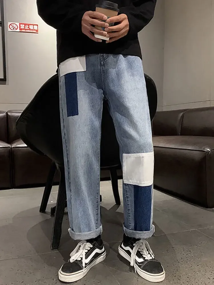 Foufurieux Colorblock Jeans Men Loose Straight Wide-leg Trousers Men Spring Autumn 2023 Fashion High Street Hip-hop Style Trend 
Foufurieux Colorblock Jeans Men Loose Straight Wide-leg Trousers Men Spring Autumn 2023 Fashion High Street Hip-hop Style Trend