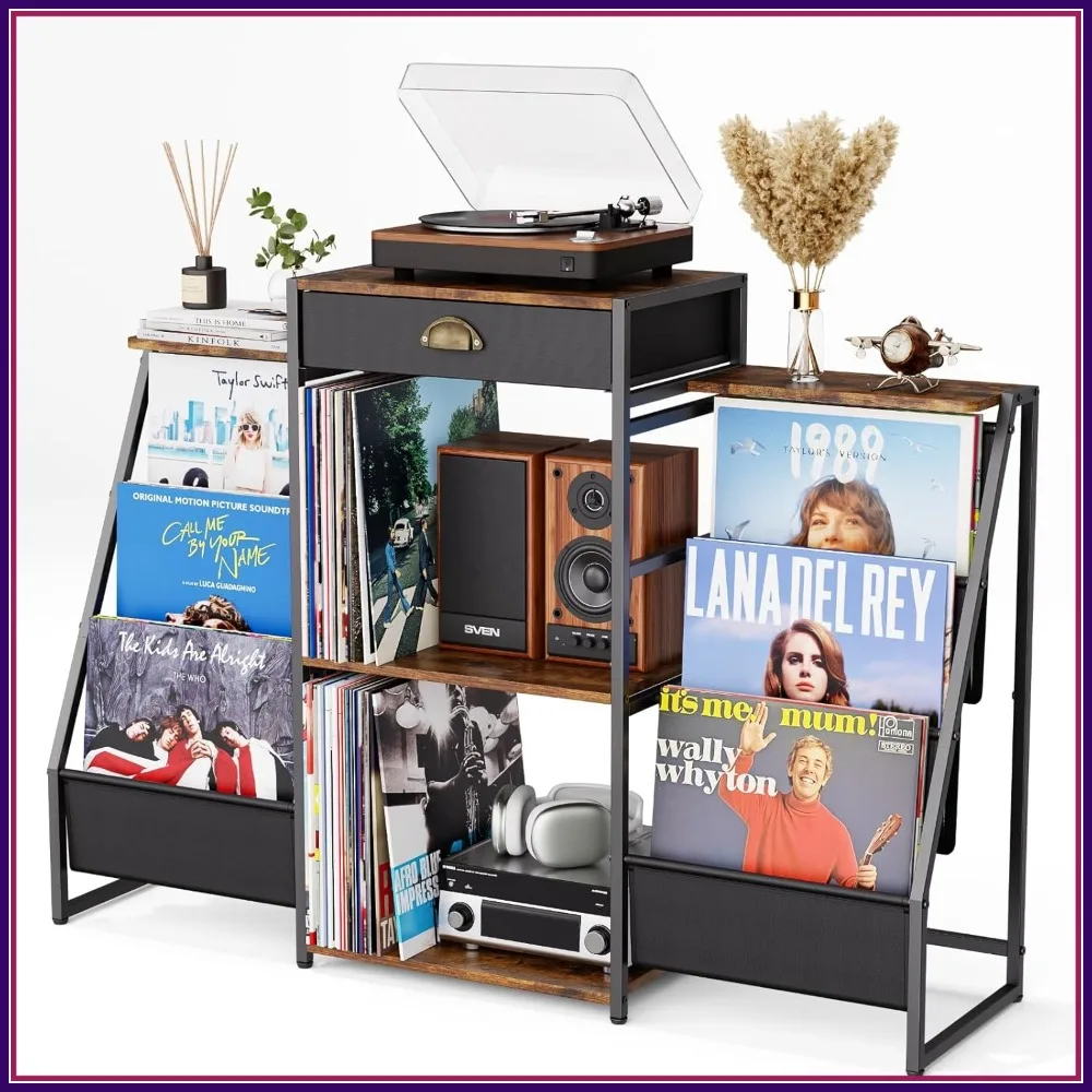 Record Player Stand with Vinyl Storage, 6-Bin Rack & Drawer, Holds 200+ Albums, Turntable Stand for Living Room, Brown
Record Player Stand with Vinyl Storage, 6-Bin Rack & Drawer, Holds 200+ Albums, Turntable Stand for Living Room, Brown