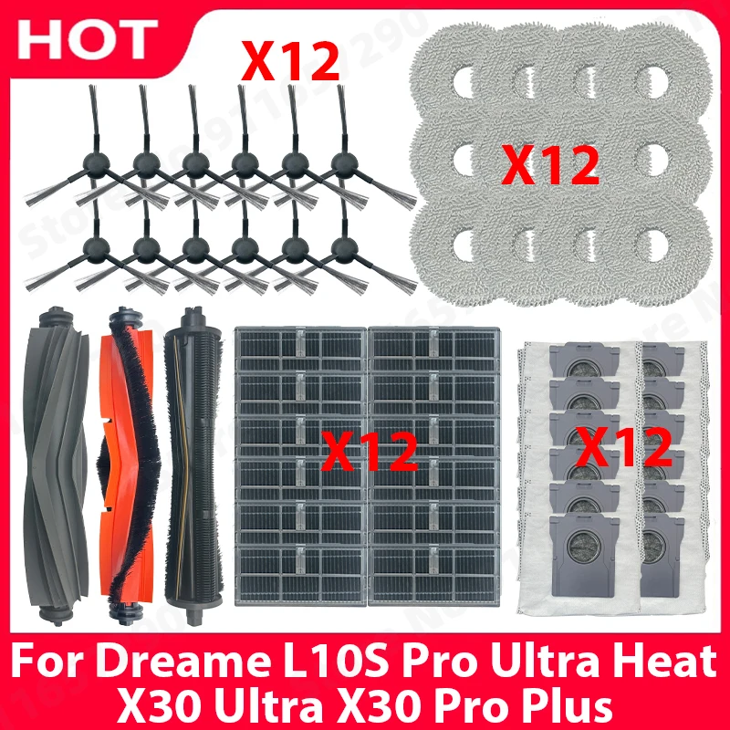 For Dreame L10S Pro Ultra Heat, X30 Ultra, X30 Pro Plus Spare Parts Main Side Brush Hepa Filter Mop Cloth Dust Bag Accessories
For Dreame L10S Pro Ultra Heat, X30 Ultra, X30 Pro Plus Spare Parts Main Side Brush Hepa Filter Mop Cloth Dust Bag Accessories