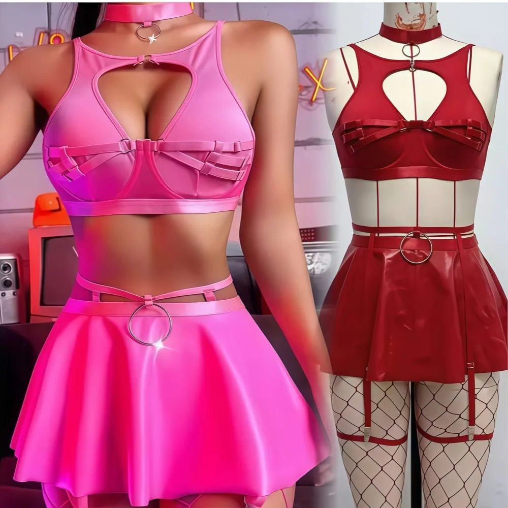 FAGADOER Sexy Leather Patchwork Woman 2 Piece Set Outfit Sleeveless Backless Top and Skirt with Stockings Female Party Clubwear
FAGADOER Sexy Leather Patchwork Woman 2 Piece Set Outfit Sleeveless Backless Top and Skirt with Stockings Female Party Clubwear