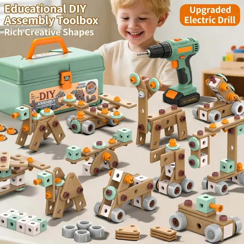 DIY Screw Nut Disassembly Puzzle Toy Simulated Screwdriver Toolbox Shape Matching Blocks Early Educational STEM Learning Toy
DIY Screw Nut Disassembly Puzzle Toy Simulated Screwdriver Toolbox Shape Matching Blocks Early Educational STEM Learning Toy