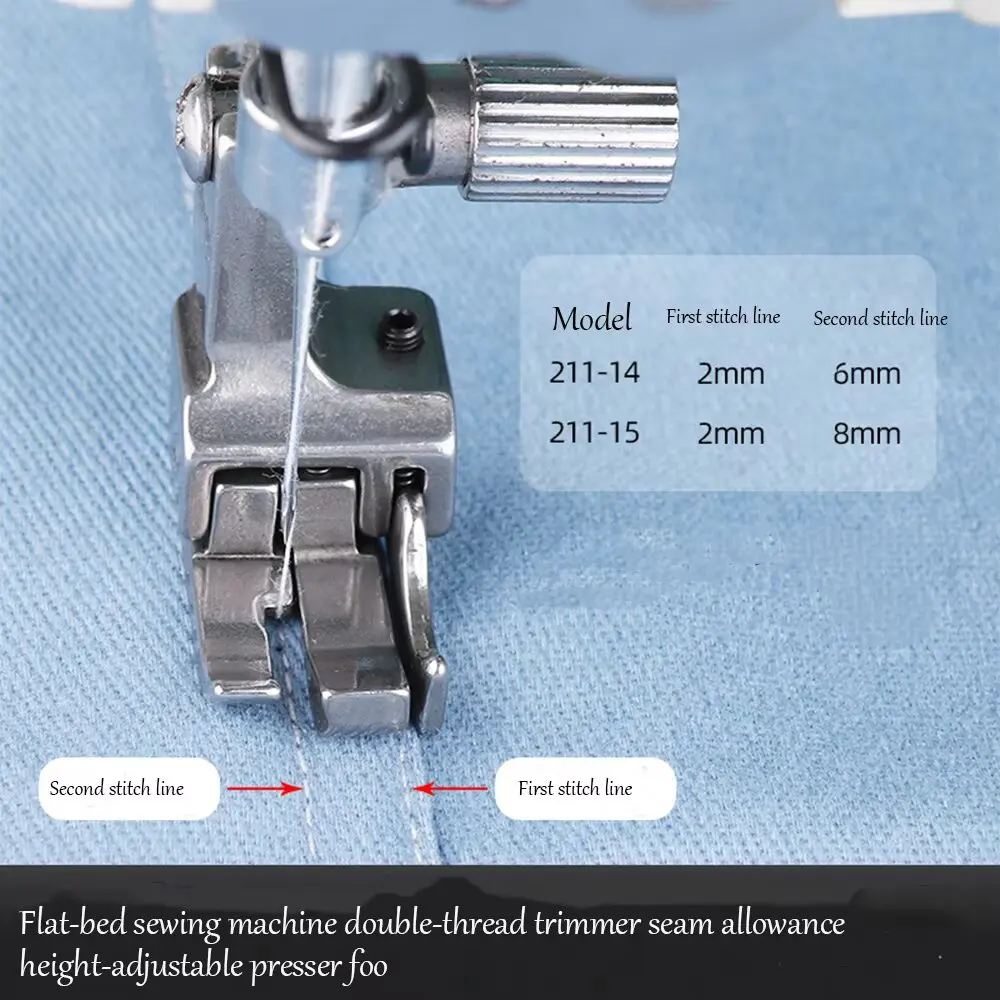 211-14 / 211-15 Adjustable Side Trimmer Double Seam Allowance Presser Foot, Quenched Alloy Steel Dual Line Edge Cutter Foot with
211-14 / 211-15 Adjustable Side Trimmer Double Seam Allowance Presser Foot, Quenched Alloy Steel Dual Line Edge Cutter Foot with