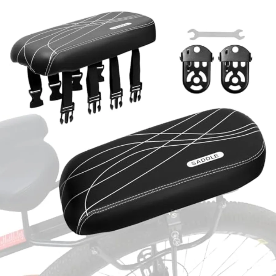 Bicycle rear seat cushion for children, durable polyester fabric, black color, shock-absorbing foam padding and secure mounting
Bicycle rear seat cushion for children, durable polyester fabric, black color, shock-absorbing foam padding and secure mounting