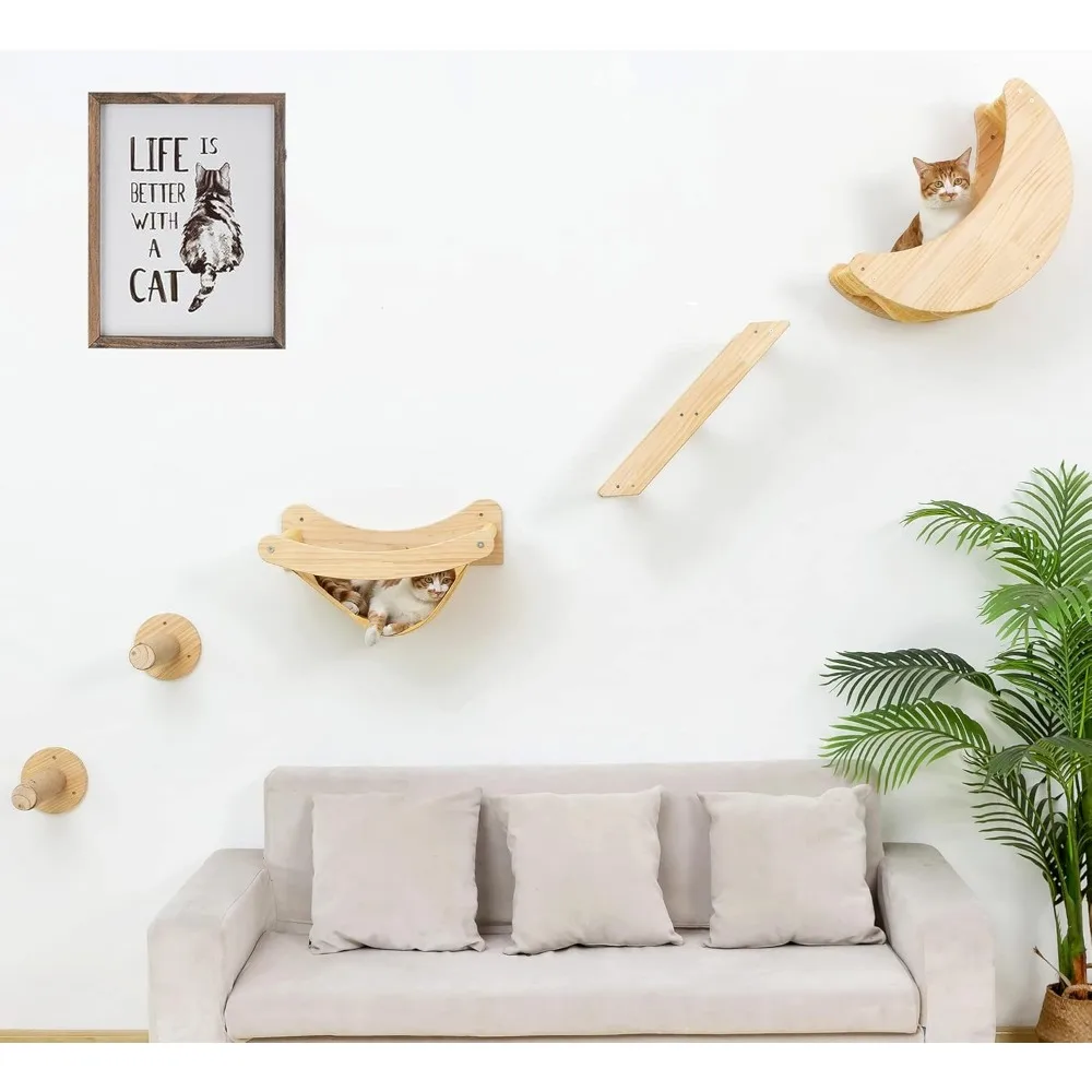 Cat Shelves and Perches Wall Mounted Cat Hammock for Lagre Cats Beds & Furniture Wood Moon Cat Shelf with Climbing Steps
Cat Shelves and Perches Wall Mounted Cat Hammock for Lagre Cats Beds & Furniture Wood Moon Cat Shelf with Climbing Steps