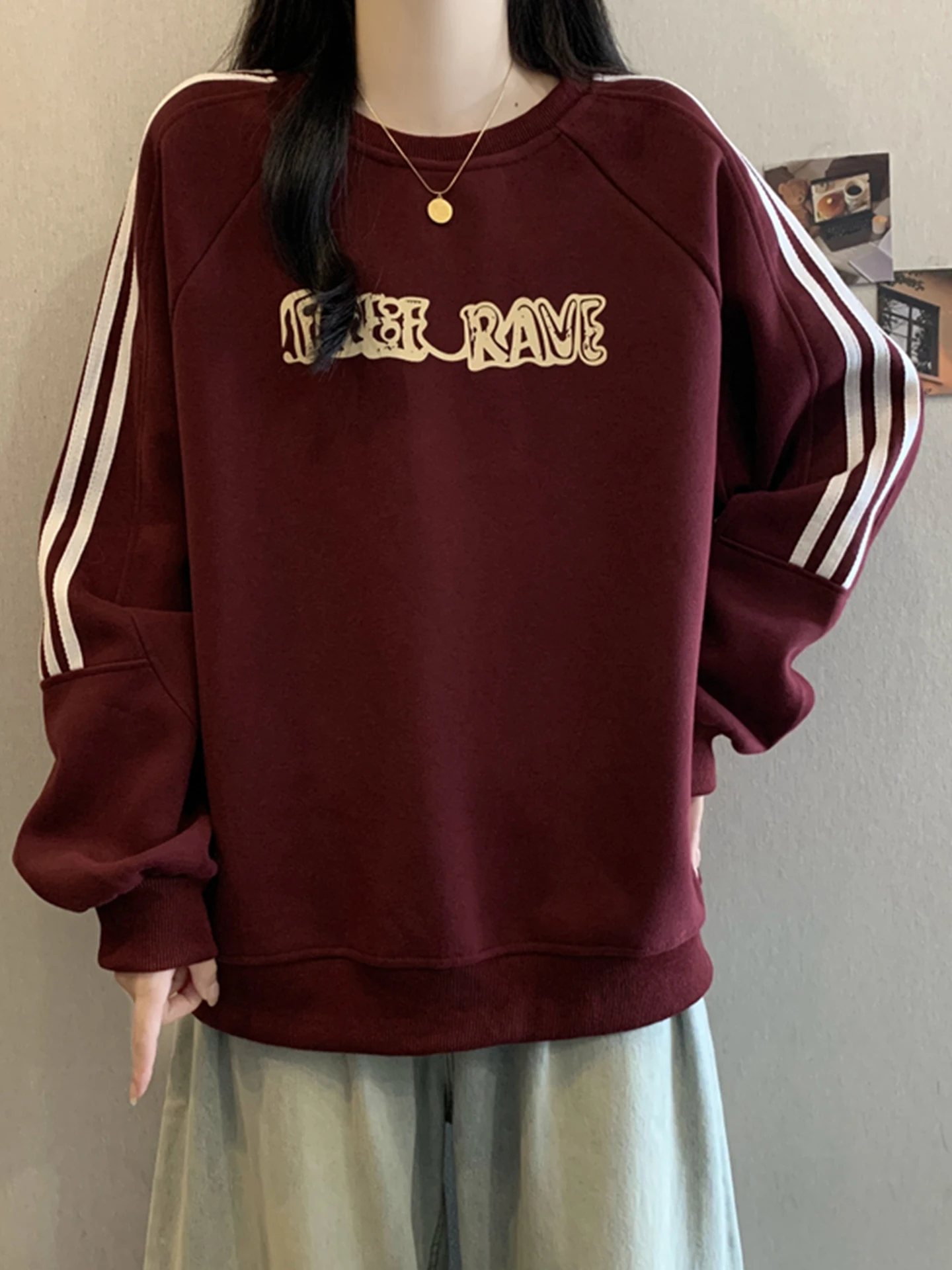 Loose Long Sve Letter Print Sweatirt Women's plus Size Comfortable Base Layer Top American College Sle Streetwear
Loose Long Sve Letter Print Sweatirt Women's plus Size Comfortable Base Layer Top American College Sle Streetwear