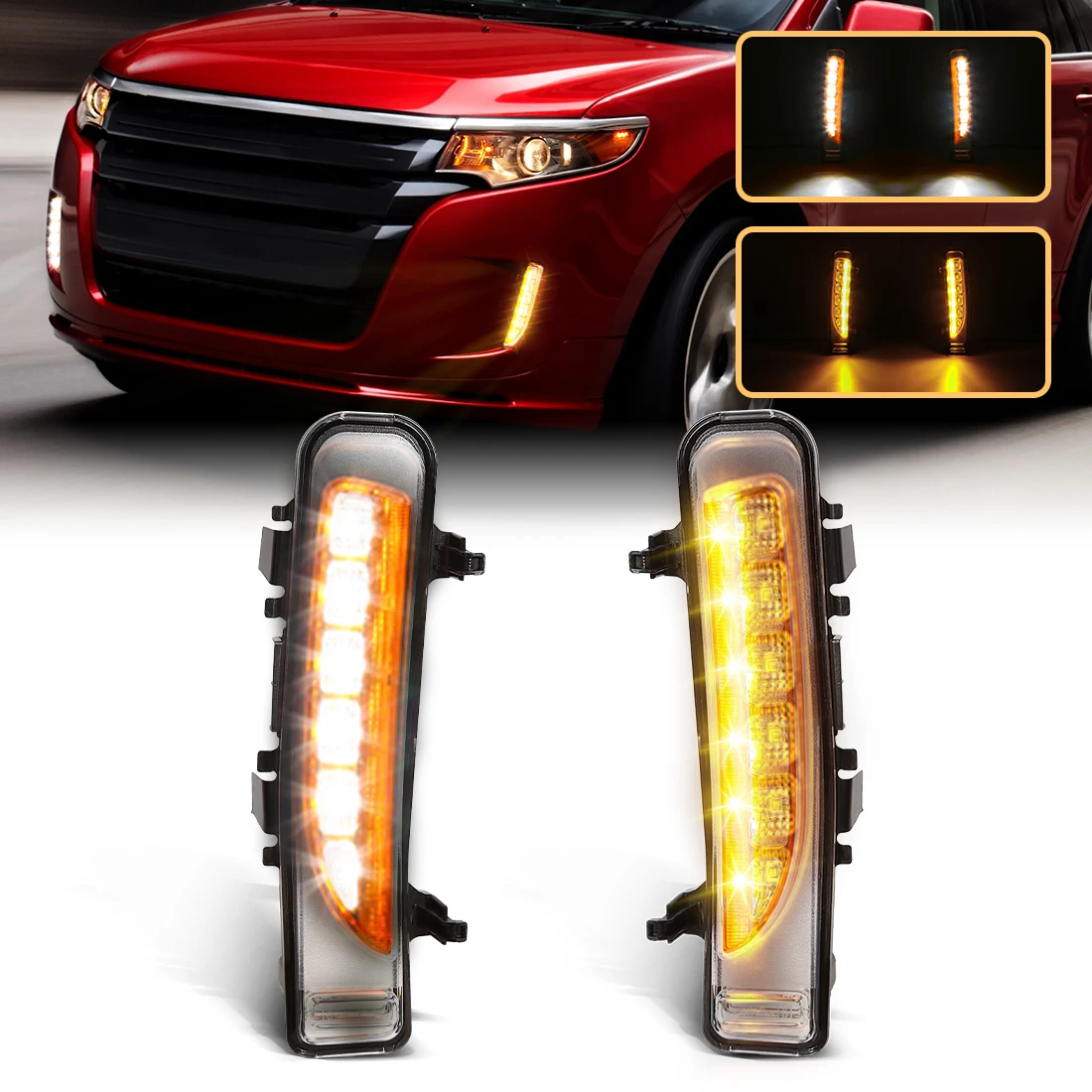 Для Ford Edge 2009-2014 светодиодные дневные ходовые огни, анимация запуска, желтый указатель поворота, янтарный корпус, автомобильный аксессуар, светодиодный DRL
Для Ford Edge 2009-2014 светодиодные дневные ходовые огни, анимация запуска, желтый указатель поворота, янтарный корпус, автомобильный аксессуар, светодиодный DRL