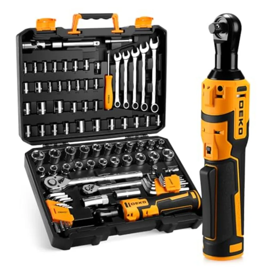 Cordless Ratchet Wrenches Set 1/4", 3/8", 1/2" Impact Sockets Set, 74Pcs 3/8'' Electric Ratchet Wrench Tool Kit with Adjustable
Cordless Ratchet Wrenches Set 1/4", 3/8", 1/2" Impact Sockets Set, 74Pcs 3/8'' Electric Ratchet Wrench Tool Kit with Adjustable