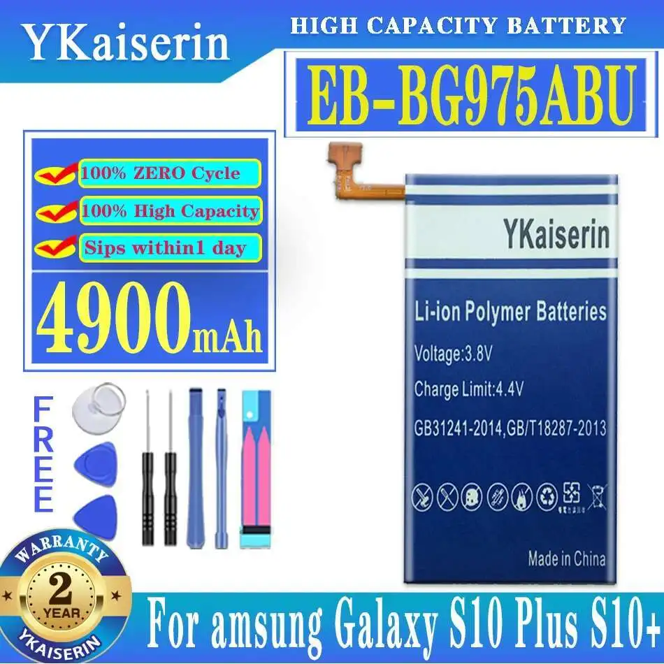 Mobile Phone Battery For Samsung Galaxy S10 Plus S10+ SM-G975F DS SM-G975U W G9750 High-Efficiency EB-BG975ABU 4900mAh
Mobile Phone Battery For Samsung Galaxy S10 Plus S10+ SM-G975F DS SM-G975U W G9750 High-Efficiency EB-BG975ABU 4900mAh